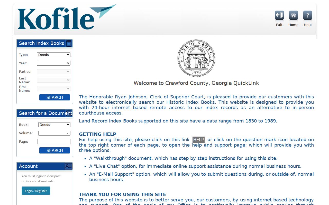 Crawford County historic index case search fields