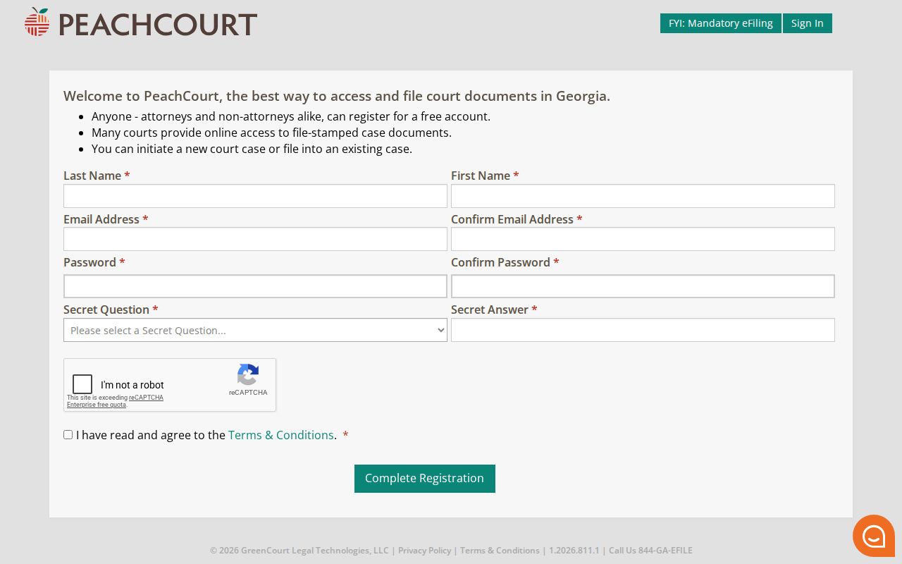 Crawford County case search PeachCourt registration fields