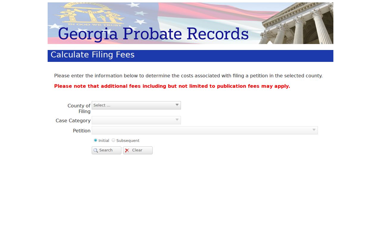 Crawford County court records Probate fee calculator