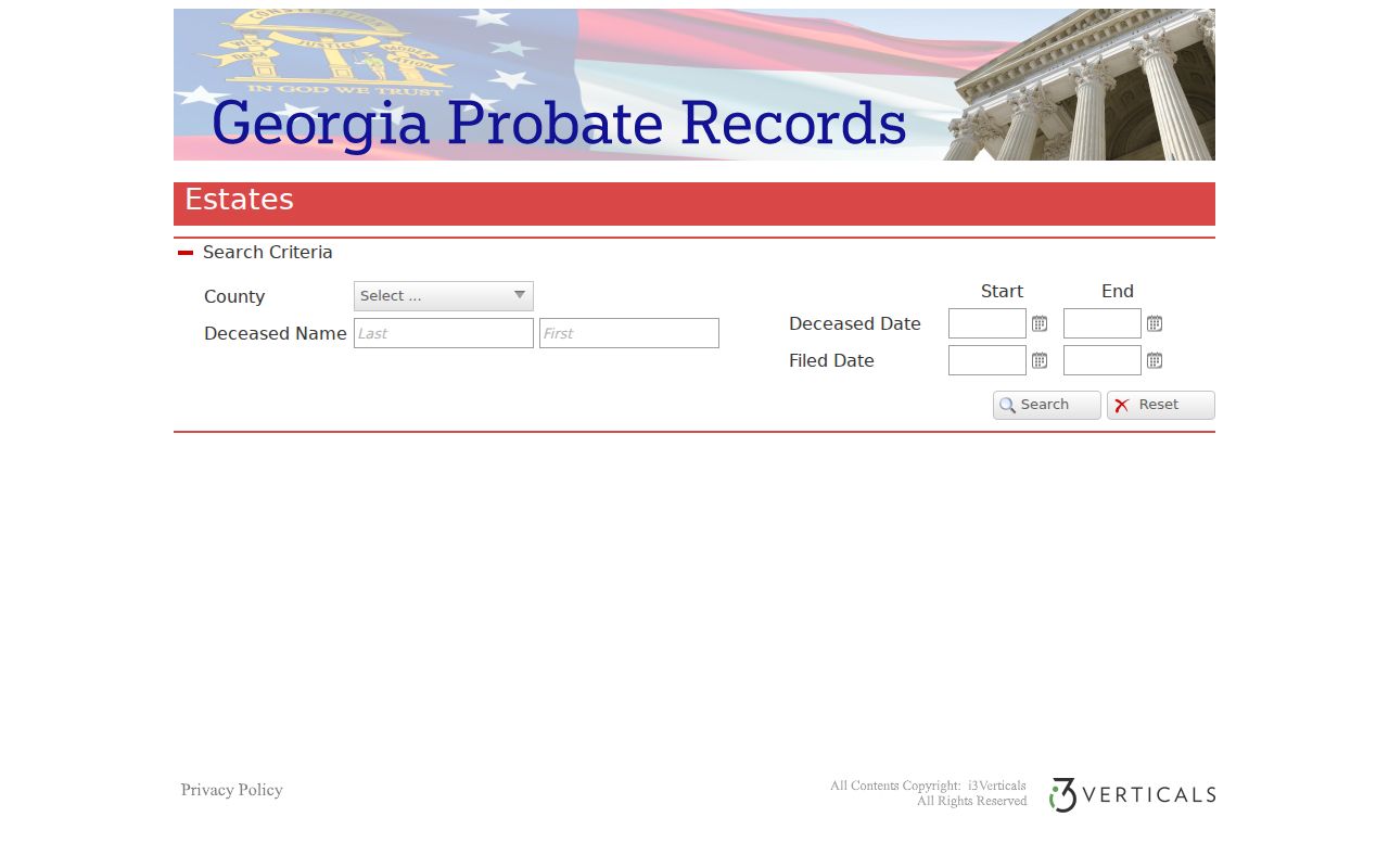 Crawford County Probate estate search fields beside traffic court records