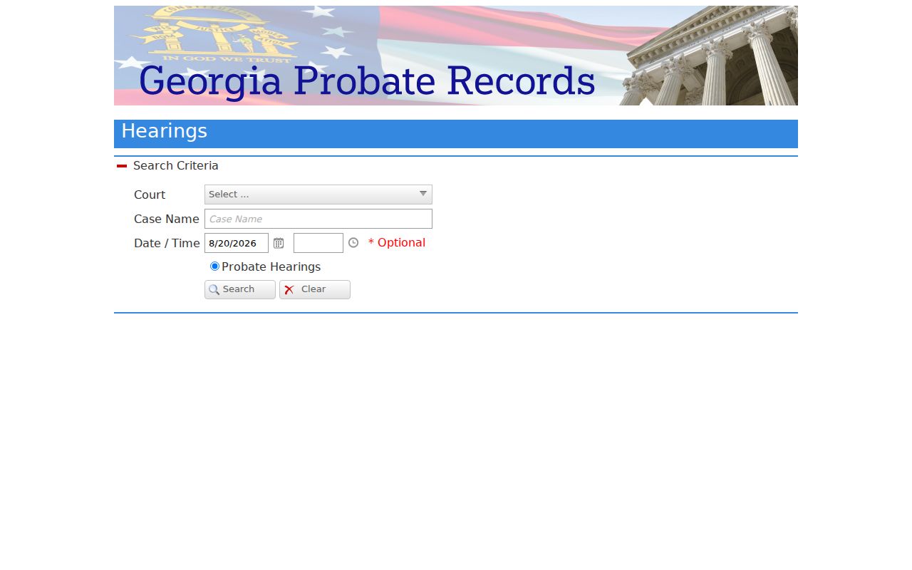 Crawford County traffic court records Probate hearings search controls